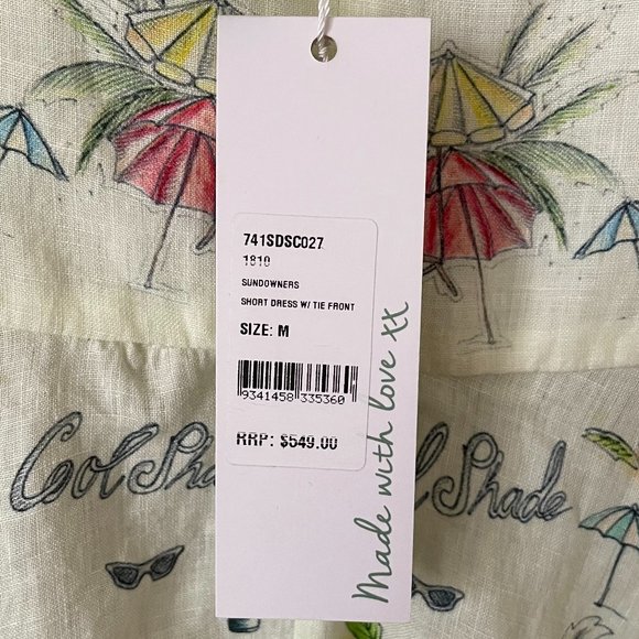 🌸HOST PICK🌸 CAMILLA Short Dress With Tie Front Sundowners M AU 12 Linen Summer - Picture 9 of 13